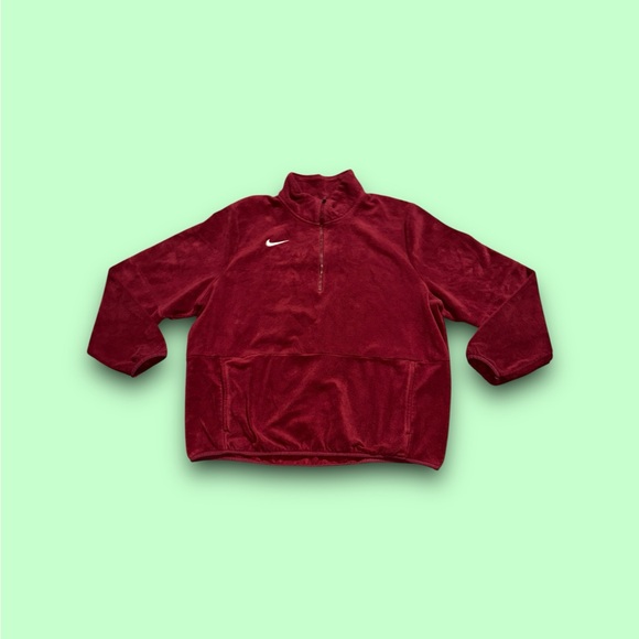 Nike Sportswear Pullover 1/4 Zip Unisex XL Jacket Fleece Burgundy - Picture 1 of 4